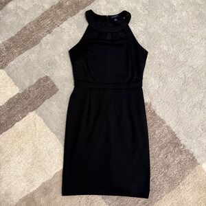 Banana Republic Womens Black Halter Cutout Neck Sheath Dress Size 4 Professional